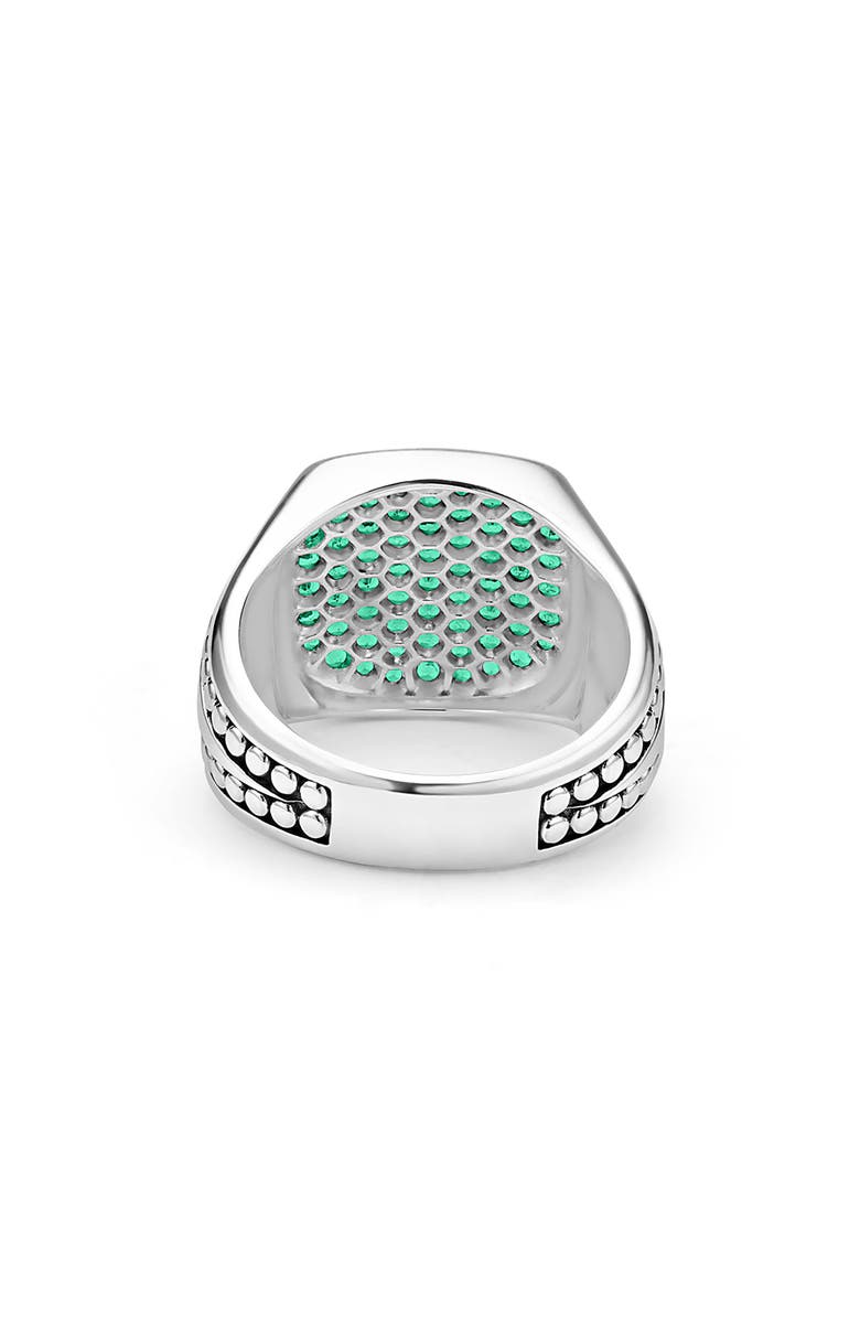 LAGOS Anthem Pavé Diamond Signet Ring, Alternate, color, Silver/ Emerald