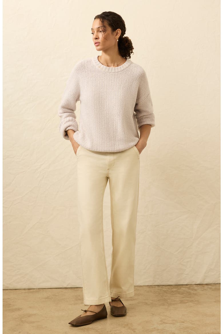 Heirloom Organic Cotton Blend Crewneck Sweater, Alternate, color, SEAFOG STRIPE