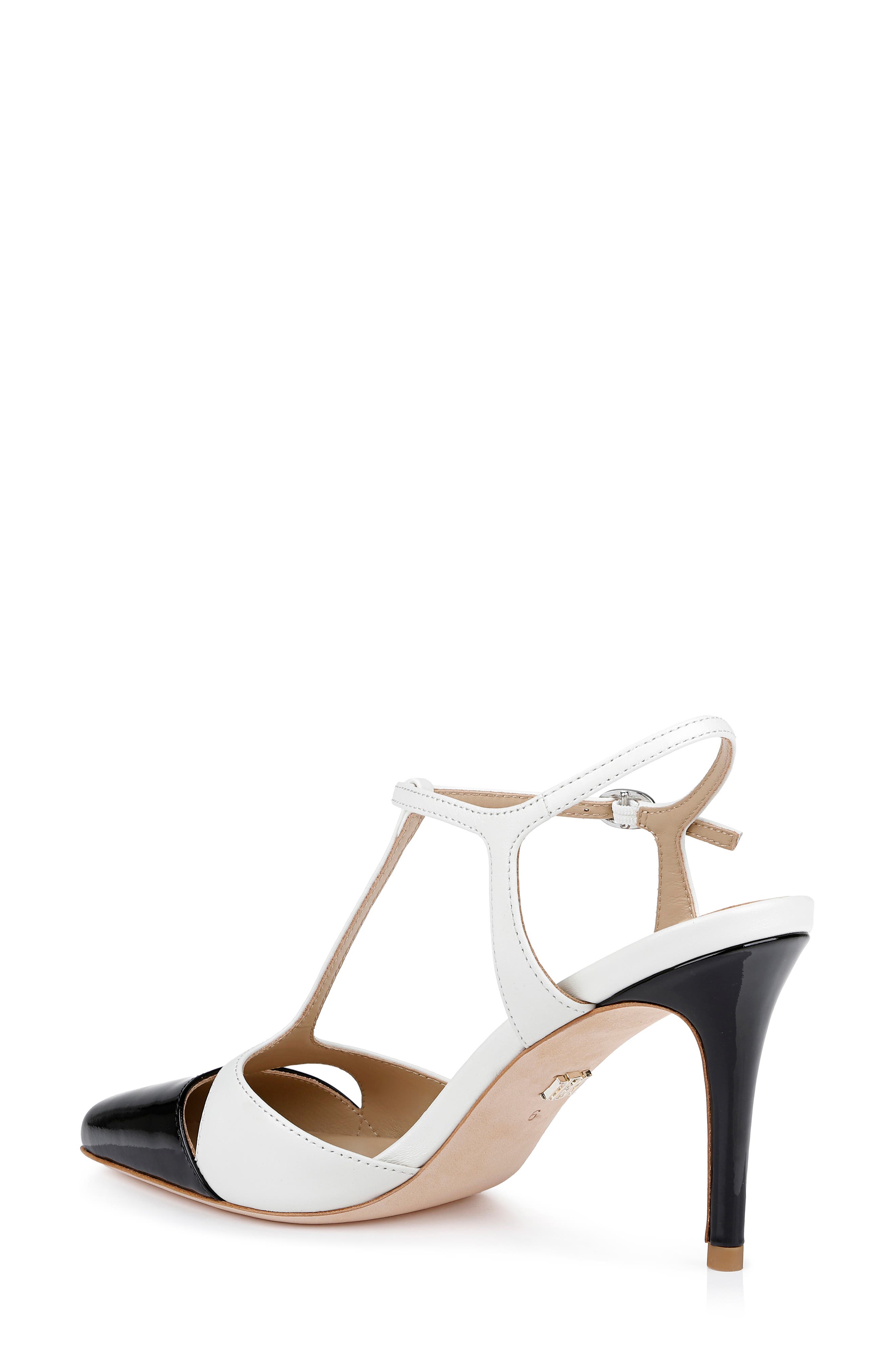 Badgley Mischka Collection Aurelia Ankle Strap Cap Toe Pump, Alternate, color, White Leather