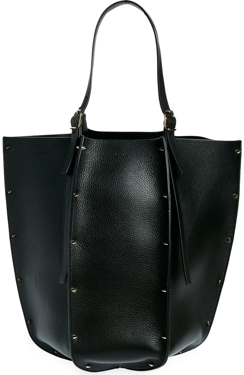 Chloé Carmela Spike Stud Leather Tote, Main, color,