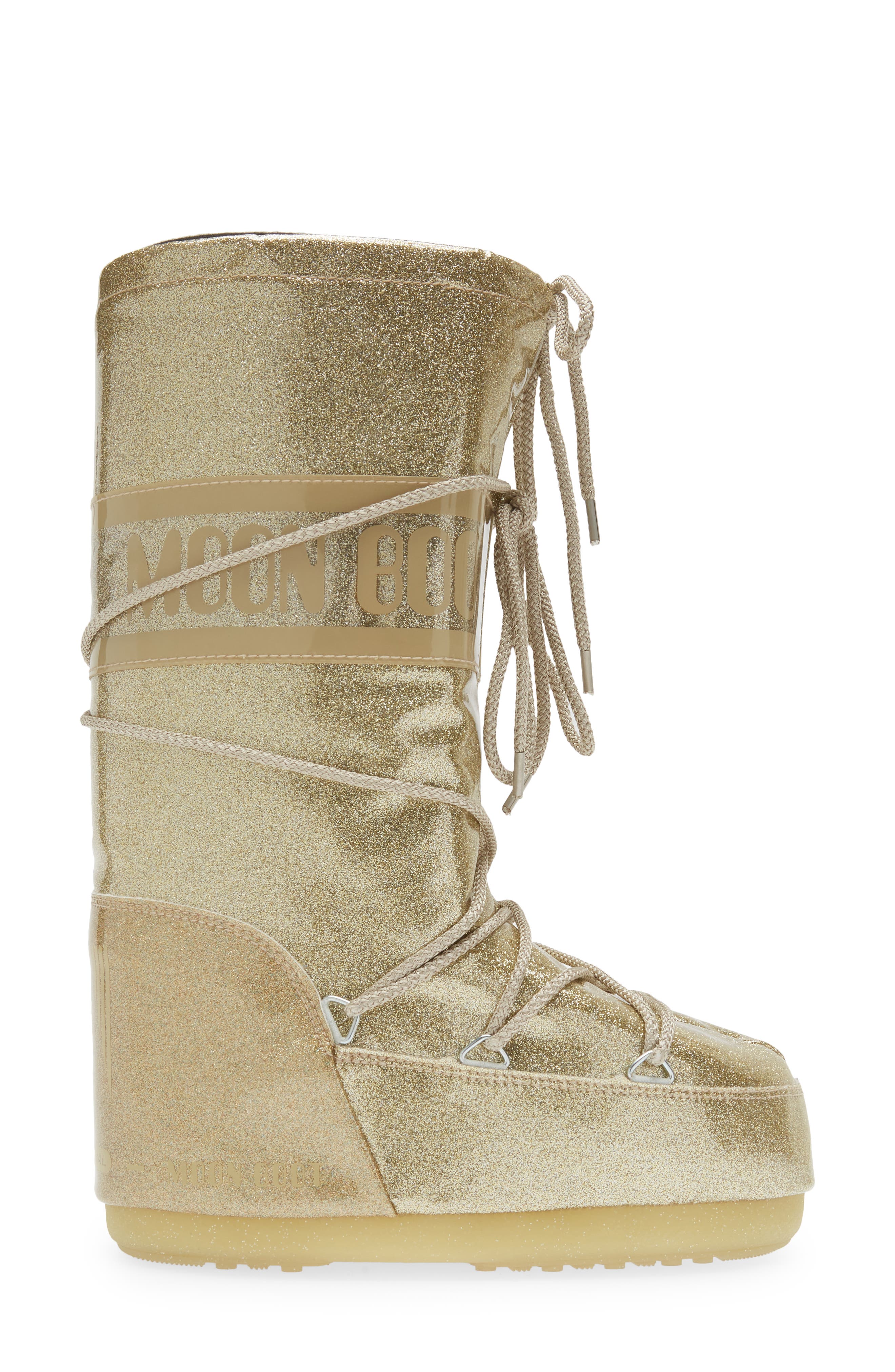 Moon Boot<sup>®</sup> Kids' Metallic Glitter Icon Water Repellent Moon Boot<sup>®</sup>, Alternate, color, 