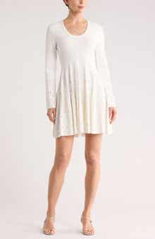 Simkhai Prue Embellished Long Sleeve Fit & Flare Dress