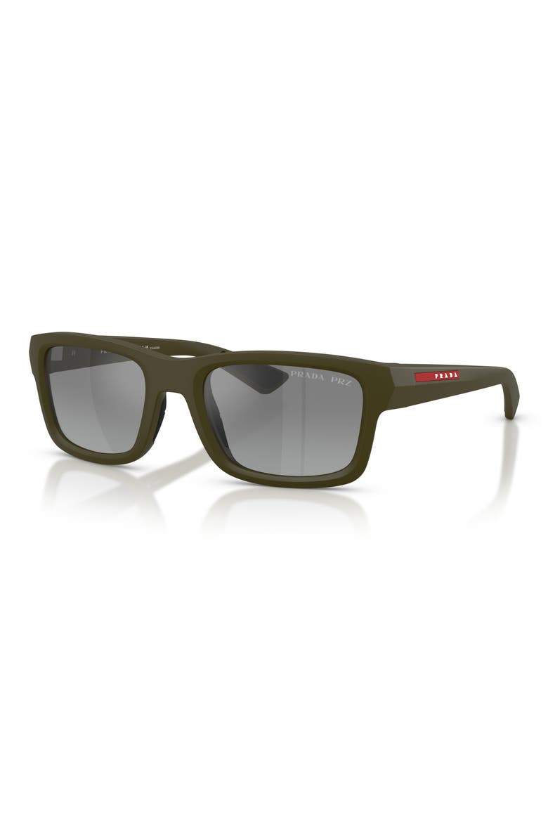54mm Polarized Gradient Irregular Sunglasses, Alternate, color, MATTE GREEN / GREY SILVER