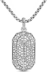 David Yurman Torqued Faceted Amulet in Sterling Silver with Pavé Diamonds