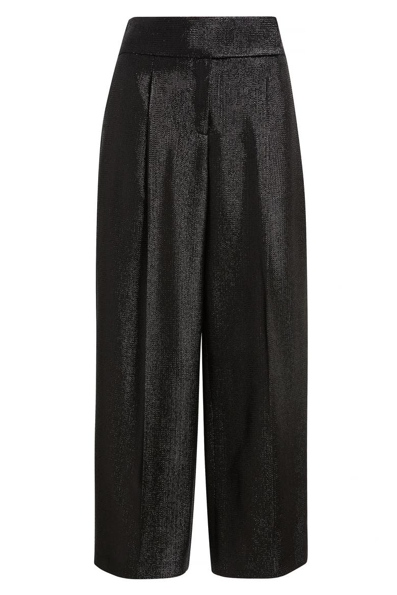 Tacres Metallic Ankle Wide Leg Pants, Alternate, color, BLACK