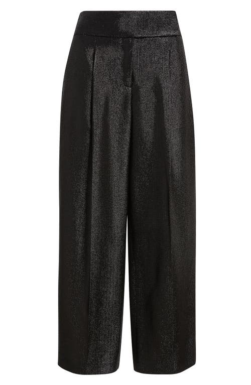 Hugo Boss Boss Tacres Metallic Ankle Wide Leg Pants In Black