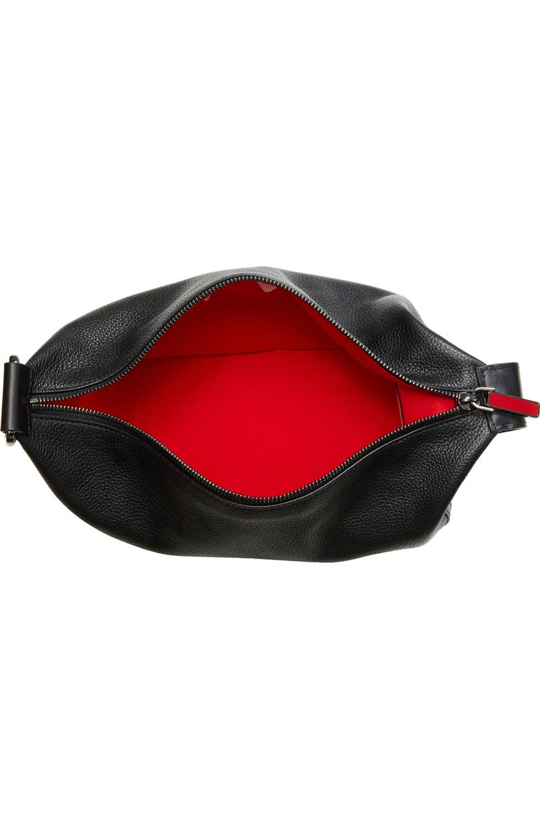 Christian Louboutin Funky Empire Spike Dopp Leather Top Handle Pouch, Alternate, color, Black/ Gun Metal