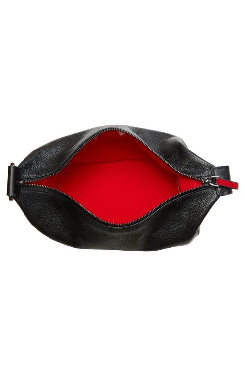 Christian Louboutin Funky Empire Spike Dopp Leather Top Handle Pouch In Black