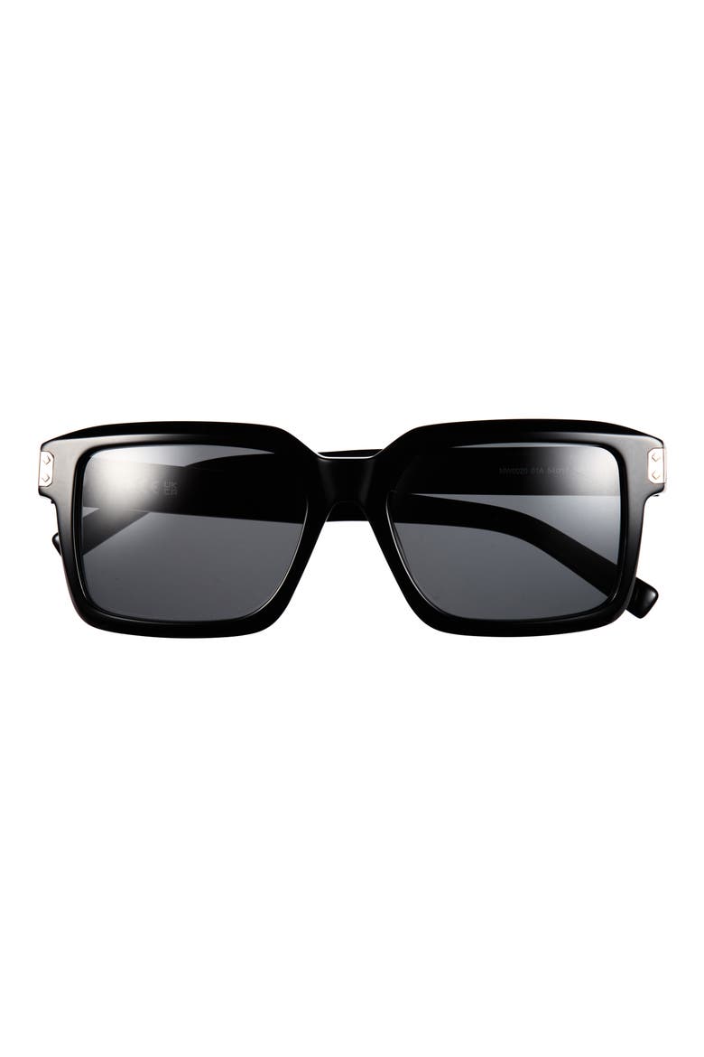 55mm Square Sunglasses, Main, color, SHINY BLACK / SMOKE