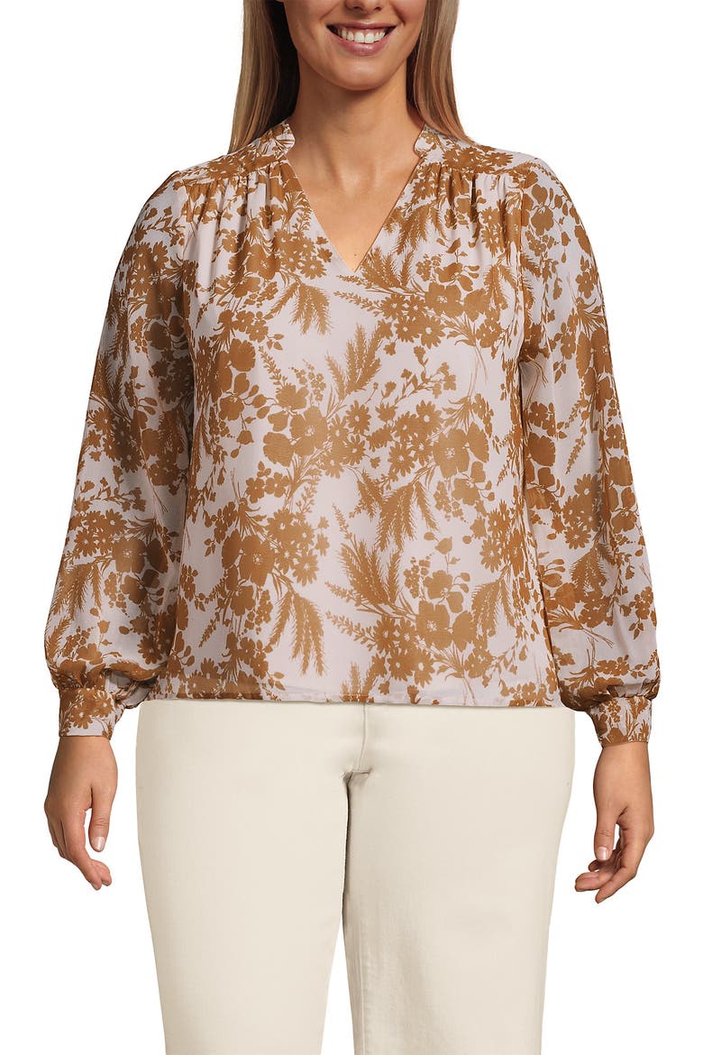 Plus Size Chiffon Removable Tie Neck Blouse, Alternate, color, Pink Opal Wildflowers