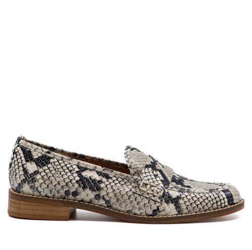 Andrea Gomez Camila Python-effect Leather Loafers In Gray
