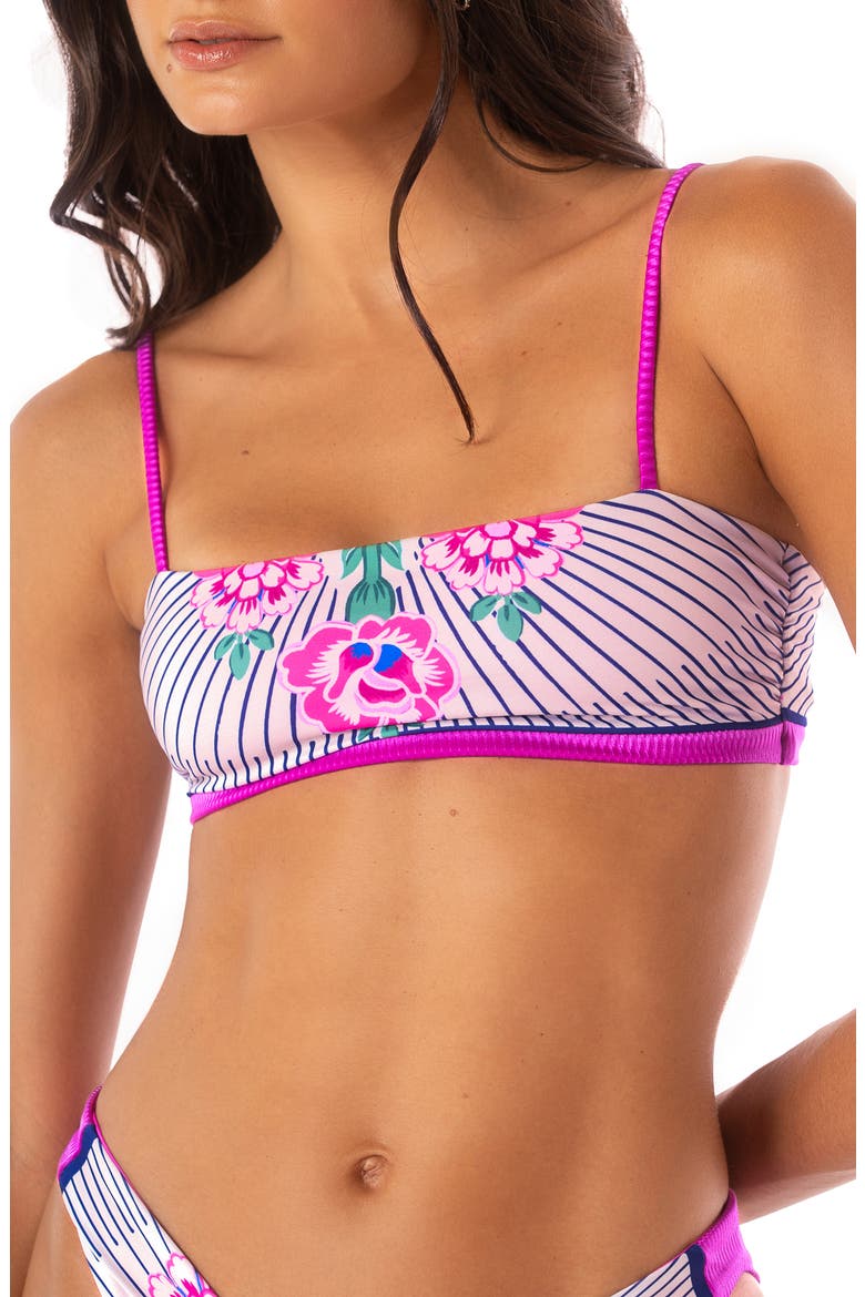 Cerise Bouquet Vanessa Reversible Bikini Top, Main, color, PINK OVERFLOW