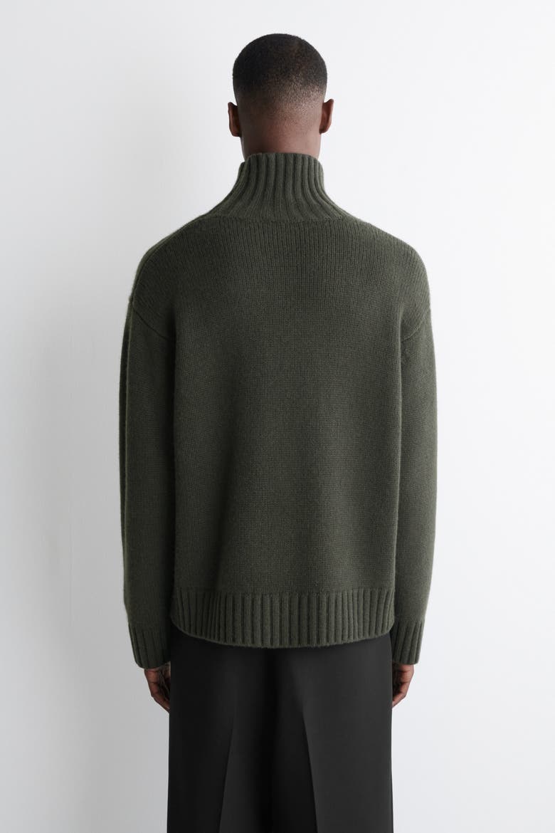 Chunky Cashmere Mock-neck Sweater, Alternate, color, DARK GREEN