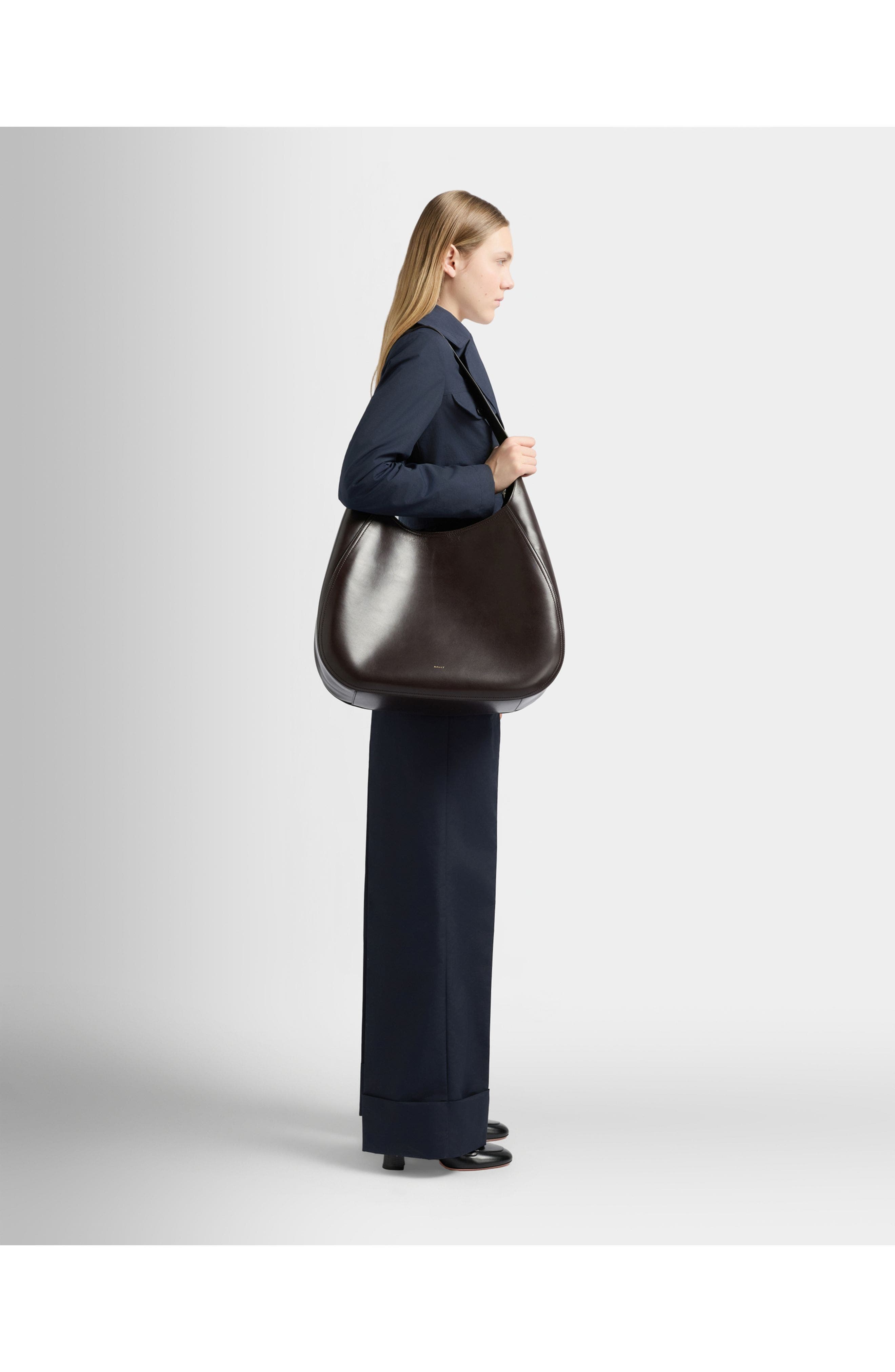 Bally Althea Large Hobo Bag, Alternate, color, Brown