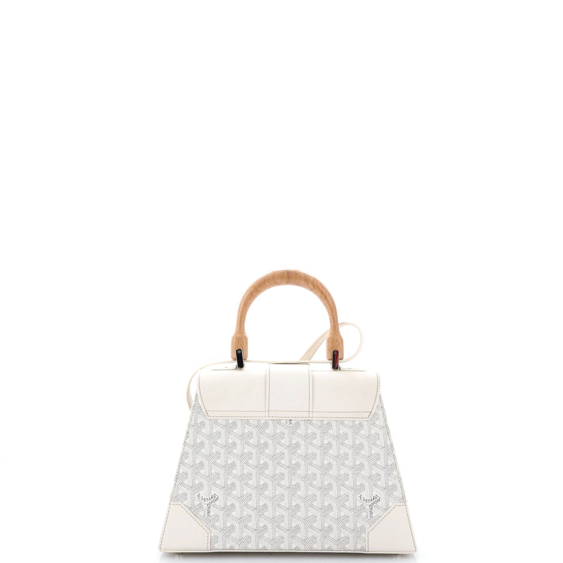 Saigon Top Handle Bag Coated Canvas with Leather PM, Alternate, color, White