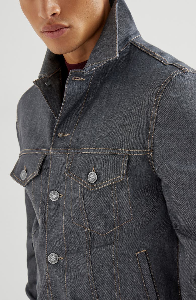 Brunello Cucinelli Denim four-pocket jacket, Alternate, color, Medium Grey