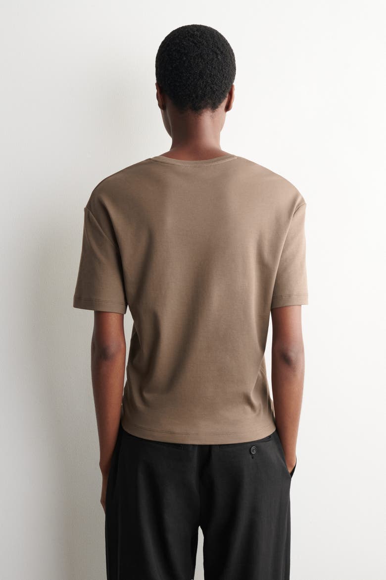 Scoop-Neck Cotton T-Shirt, Alternate, color, BROWN