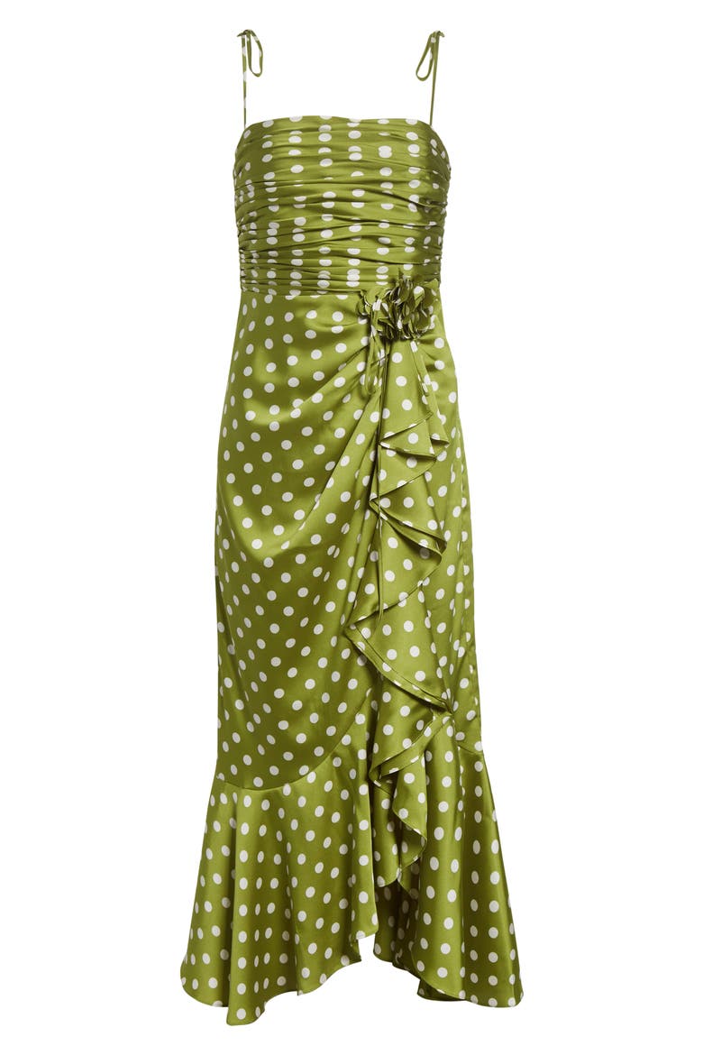 Camille Polka Dot Midi Dress, Alternate, color, PICKLE/ IVORY