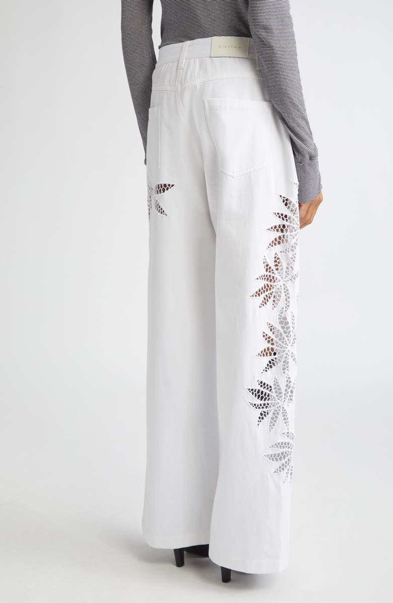 Diotima Stulla Lace Panel Wide Leg Jeans, Alternate, color, White