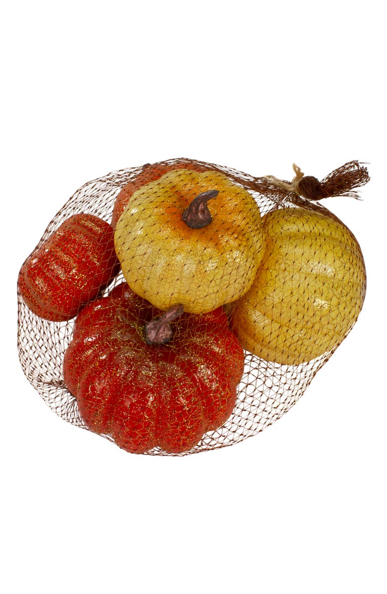 Northlight Crackled Glittered Mini Fall Harvest Pumpkins - 4" - Set of 5, Alternate, color, 
