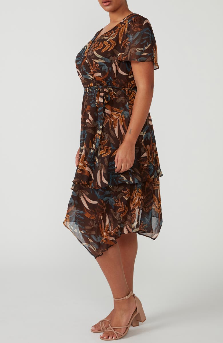 Estelle Dream Glow Botanical Print Midi Dress, Alternate, color, Print