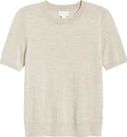 Caslon® Short Sleeve Merino Wool Blend Sweater Top
