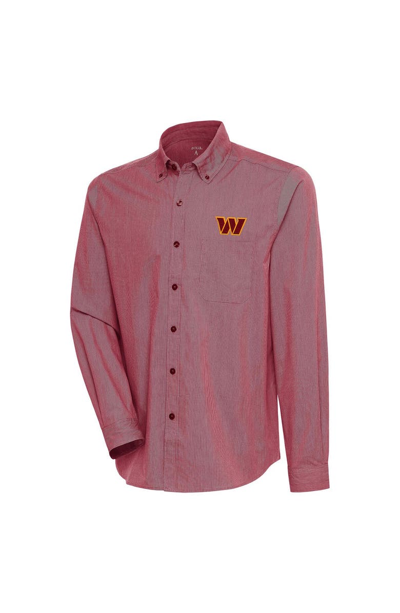 ANTIGUA Men's Antigua  Burgundy/White Washington Commanders Compression Tri-Blend Long Sleeve Button-Down Shirt, Main, color, 