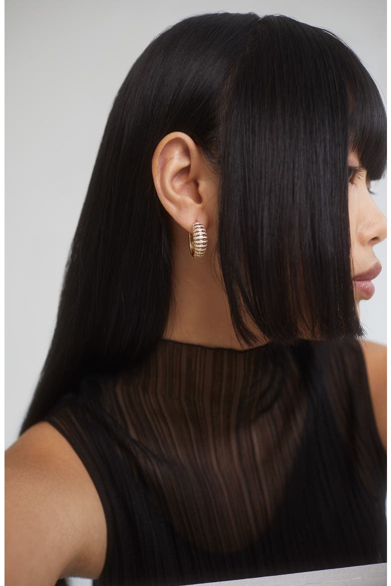 Juno Pavé Hoop Earrings, Alternate, color, GOLD