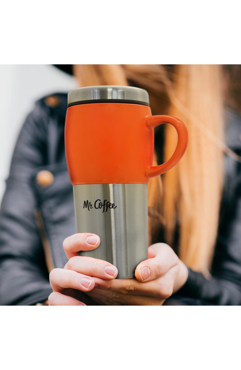 MR COFFEE Traverse 3 Piece 16 Ounce Stainless Steel and Ceramic Travel Mug and Lid, Alternate, color, Blue