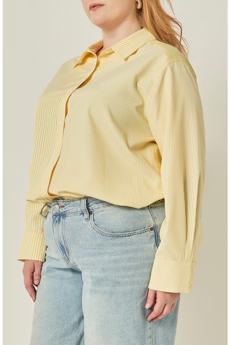 Striped Long Sleeve Button Up Shirt, Alternate, color, YELLOW