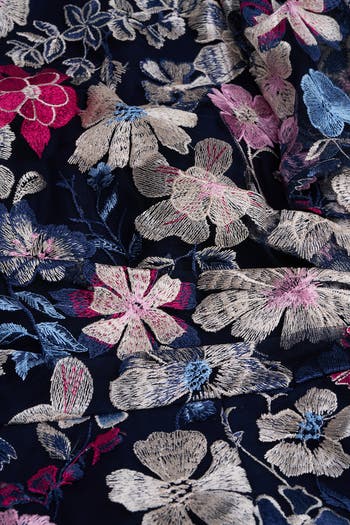 Magnolia Floral Embroidery Gown