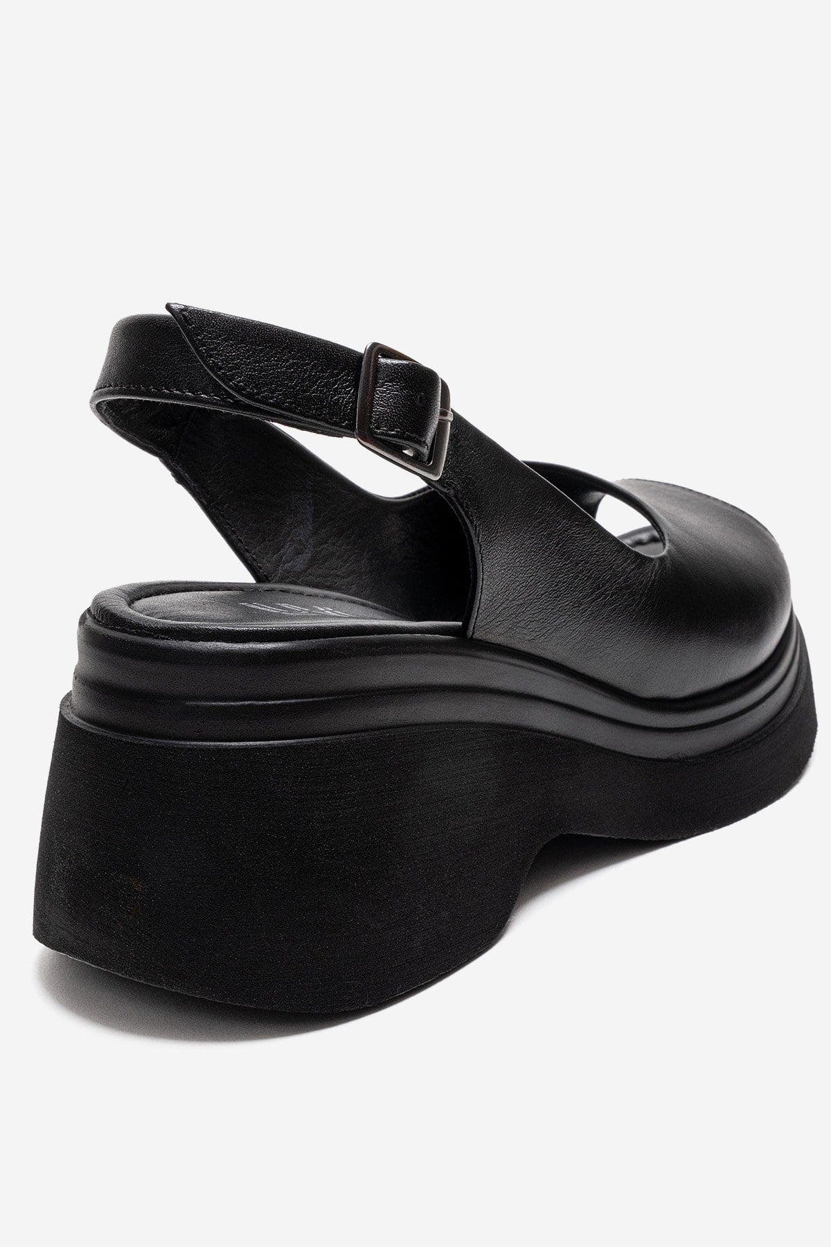 Forever & Always Shoes Laure Leather Wedge Sandal, Alternate, color, Black