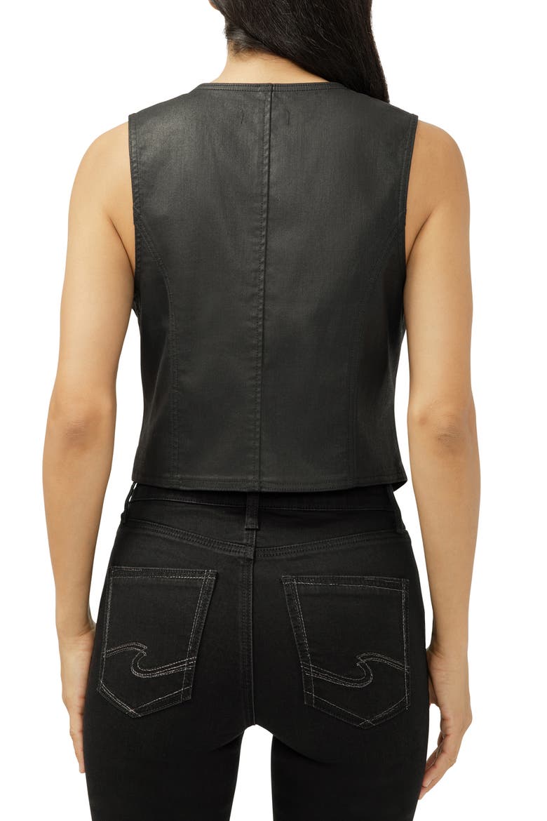 Classic Coated Denim Vest, Alternate, color, BLACK