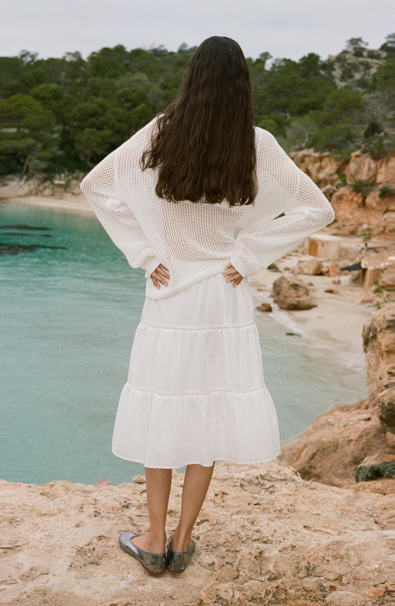 MANGO Flared Midi Skirt, Alternate, color, White