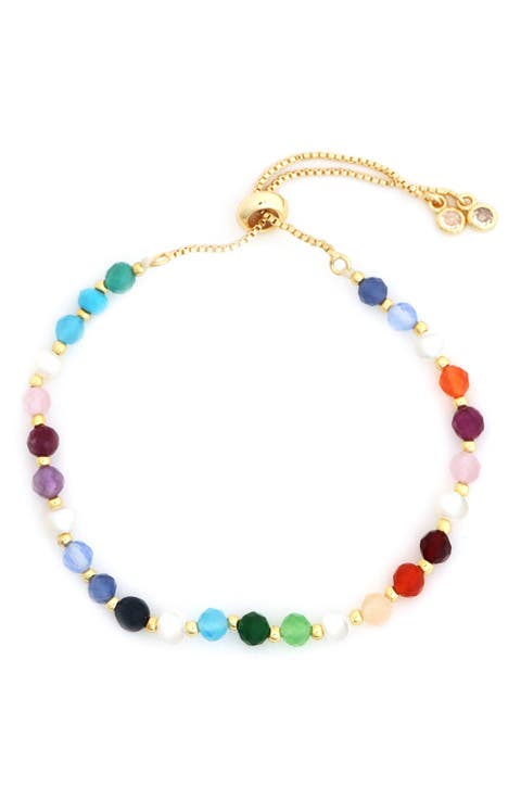 Semiprecious Stone & Freshwater Pearl Beaded Bracelet
