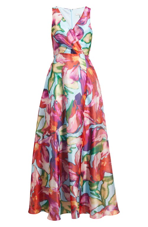 Julia Jordan Floral Sleeveless A-line Gown In Pink Multi