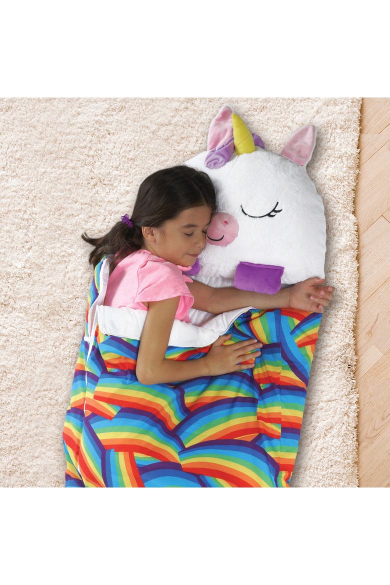 White Unicorn 2In1 Pillow & Sleeping Bag Large 66X30 Inch, Kids 7+, Alternate, color, Multicolored