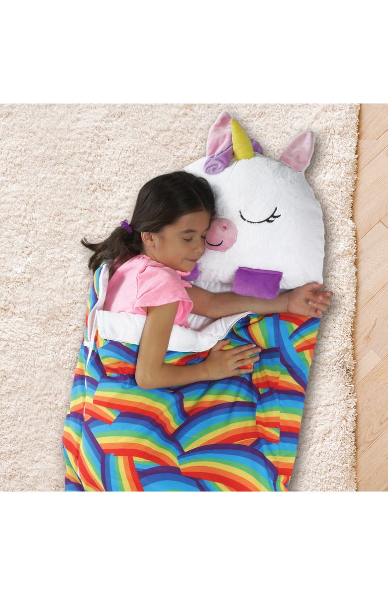 Happy Nappers White Unicorn 2In1 Pillow & Sleeping Bag Large 66X30 Inch, Kids 7+, Alternate, color, Multicolored