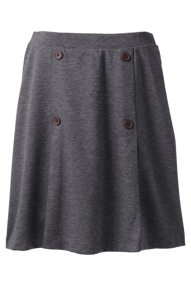 School Uniform  Ponte Button Front Skort, Alternate, color, Charcoal Heather