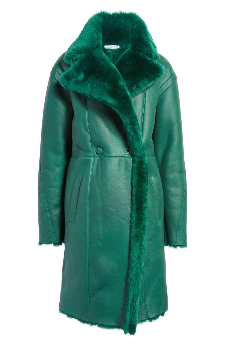 LaQuan Smith Oversize Lapel Genuine Shearling Coat, Alternate, color, 
