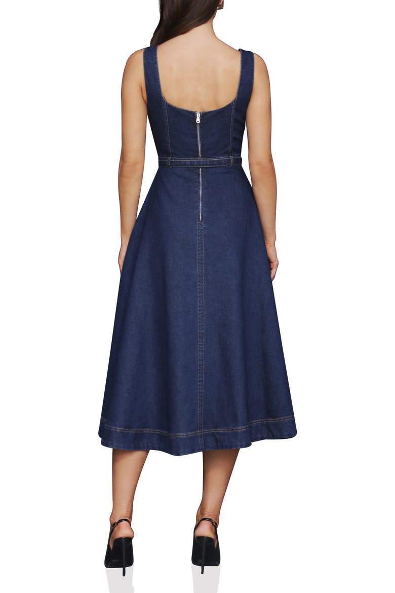 Belted Bustier Denim Dress, Alternate, color, ROYAL RINSE