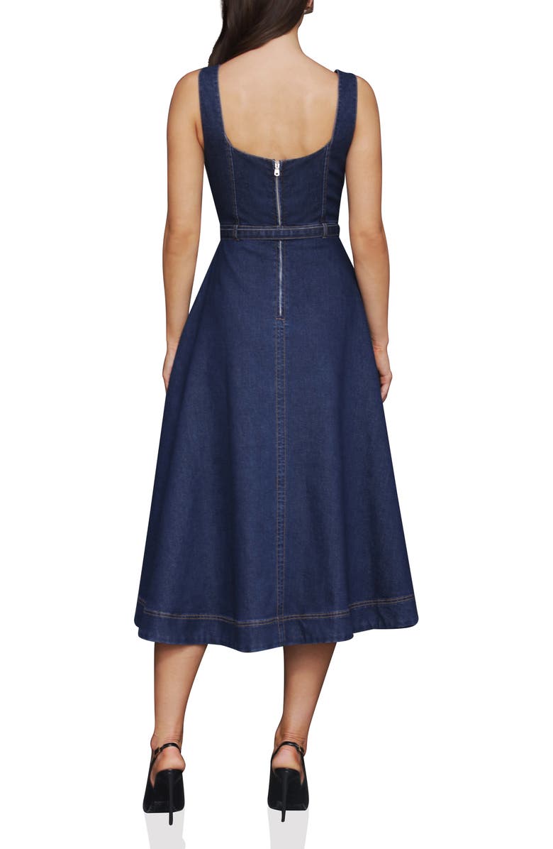 Avec Les Filles Belted Bustier Denim Dress, Alternate, color, Royal Rinse