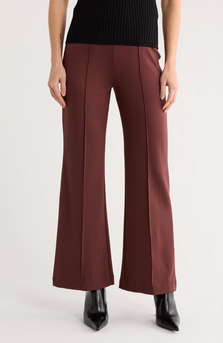 DKNY Front Seam Straight Leg Ponte Pants, Main, color, Bitter Chocolate