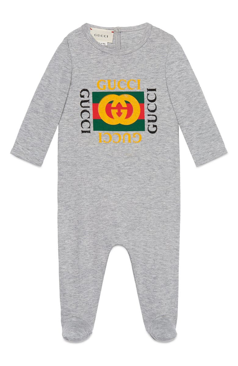 Gucci Graphic Cotton Romper, Main, color, 