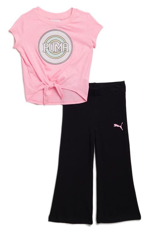 Logo Print Tie Front T-Shirt & Flared Leggings Set (Baby)