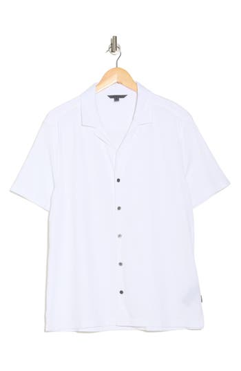 John Varvatos Brewer Organic Cotton Camp Shirt In White