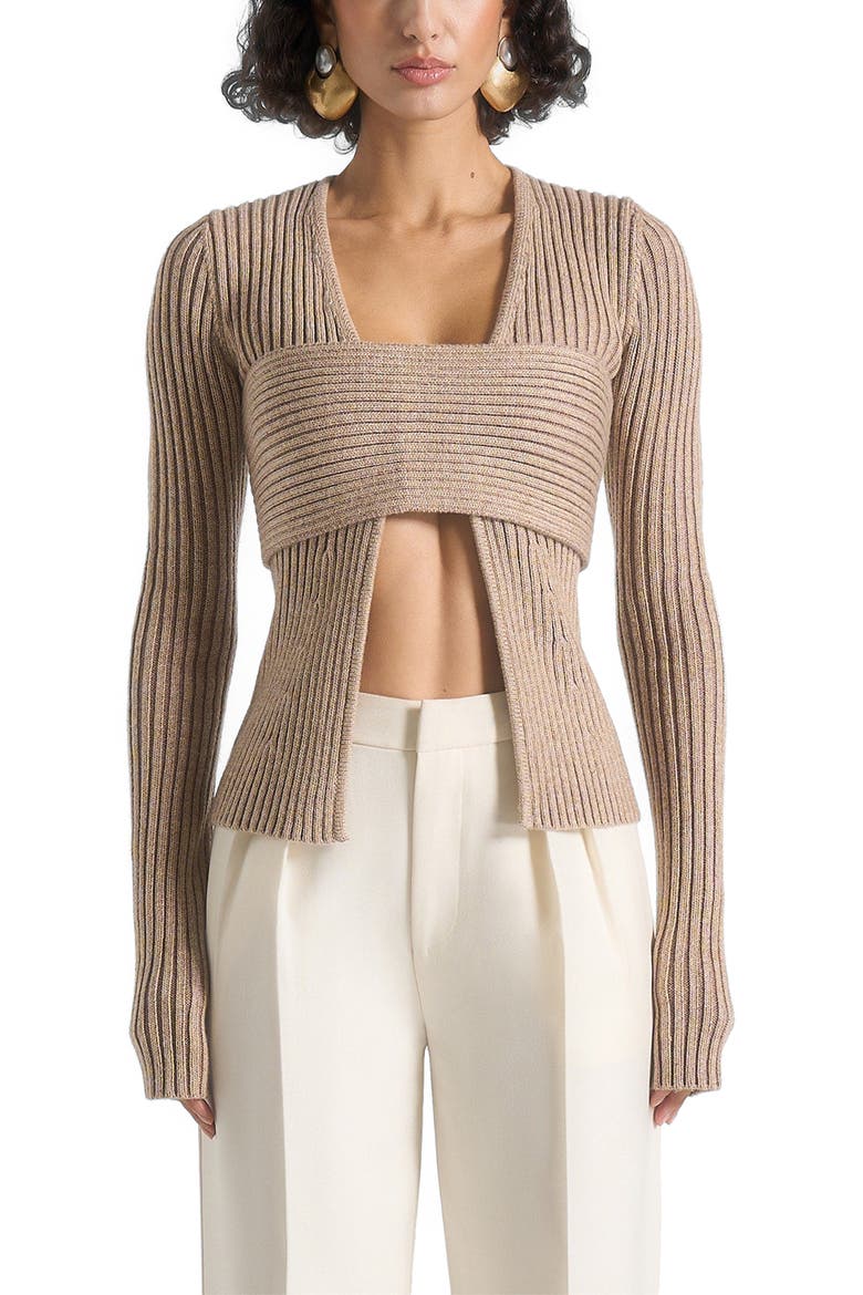 Marisa 2-In-1 Knit Bandeau Cardigan, Alternate, color, Taupe