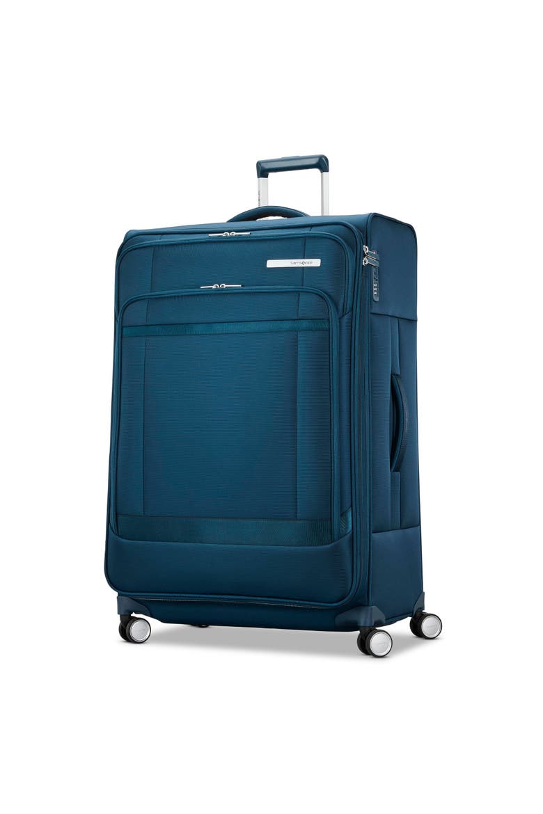 Portlift Softside 29" Large Checked Spinner Luggage, Main, color, Marine Blue