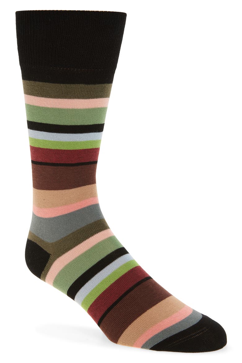 Marek Stripe Socks, Main, color, BLACK