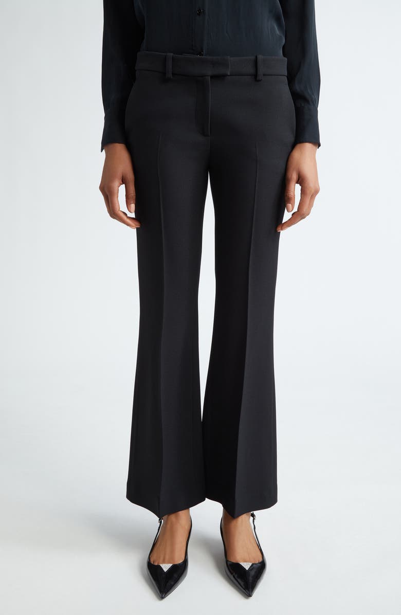 Michael Kors Collection Haylee Crepe Flare Leg Trousers, Main, color, Black